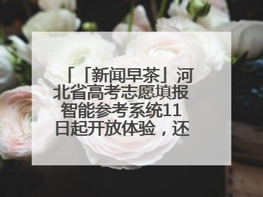 「新闻早茶」河北省高考志愿填报智能参考系统11日起开放体验，还有这些热点……