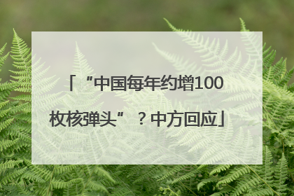 “中国每年约增100枚核弹头”？中方回应