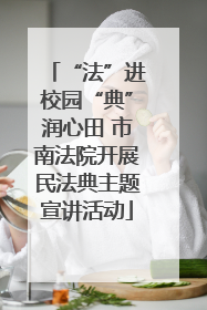 “法”进校园“典”润心田 市南法院开展民法典主题宣讲活动