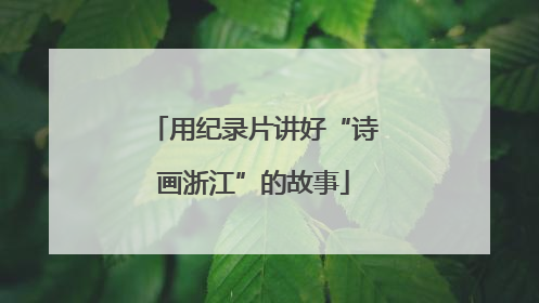 用纪录片讲好“诗画浙江”的故事