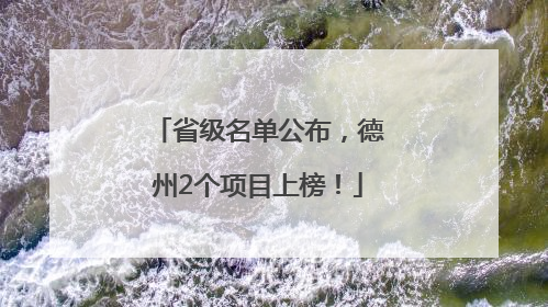 省级名单公布，德州2个项目上榜！