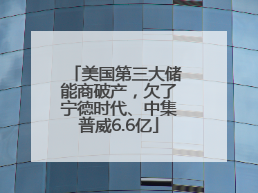 美国第三大储能商破产，欠了宁德时代、中集普威6.6亿