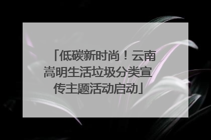 低碳新时尚！云南嵩明生活垃圾分类宣传主题活动启动