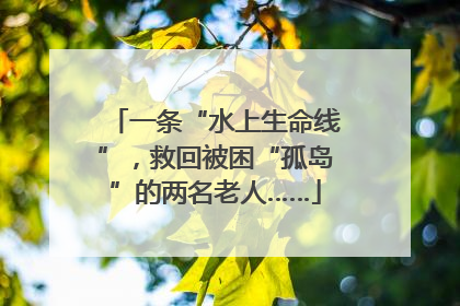 一条“水上生命线”，救回被困“孤岛”的两名老人……