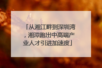 从湘江畔到深圳湾，湘潭跑出中高端产业人才引进加速度
