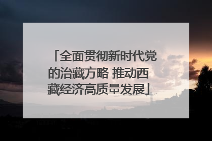 全面贯彻新时代党的治藏方略 推动西藏经济高质量发展