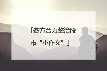各方合力整治股市“小作文”