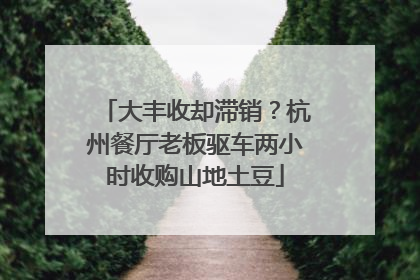 大丰收却滞销？杭州餐厅老板驱车两小时收购山地土豆