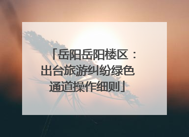 岳阳岳阳楼区：出台旅游纠纷绿色通道操作细则