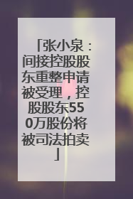 张小泉：间接控股股东重整申请被受理，控股股东550万股份将被司法拍卖