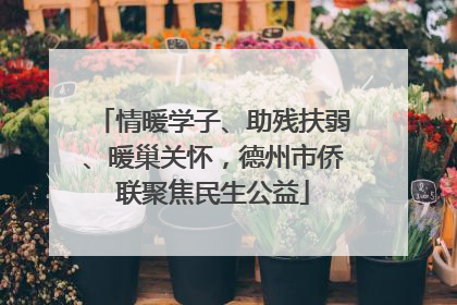 情暖学子、助残扶弱、暖巢关怀，德州市侨联聚焦民生公益