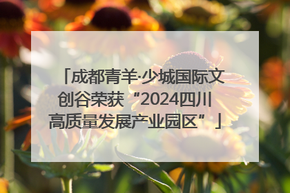 成都青羊·少城国际文创谷荣获“2024四川高质量发展产业园区”