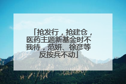 抢发行，抢建仓，医药主题新基金时不我待，范妍、徐彦等反按兵不动