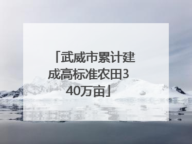 武威市累计建成高标准农田340万亩