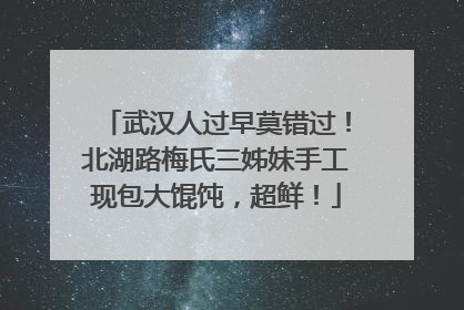 武汉人过早莫错过！北湖路梅氏三姊妹手工现包大馄饨，超鲜！