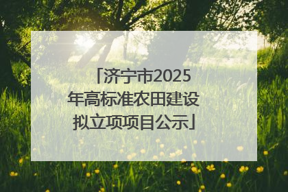 济宁市2025年高标准农田建设拟立项项目公示