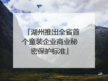 湖州推出全省首个童装企业商业秘密保护标准
