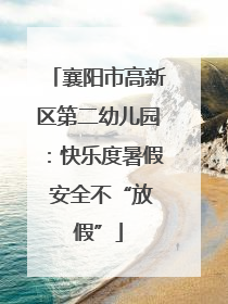襄阳市高新区第二幼儿园：快乐度暑假 安全不“放假”