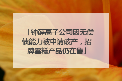 钟薛高子公司因无偿债能力被申请破产，招牌雪糕产品仍在售