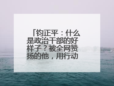钧正平：什么是政治干部的好样子？被全网赞扬的他，用行动作出了回答