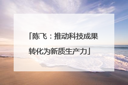 陈飞：推动科技成果转化为新质生产力