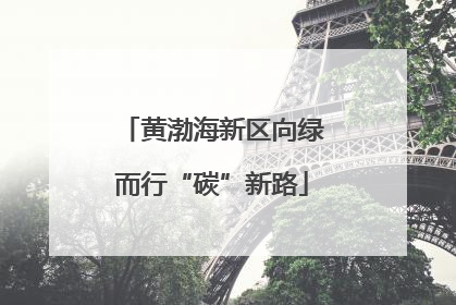 黄渤海新区向绿而行“碳”新路